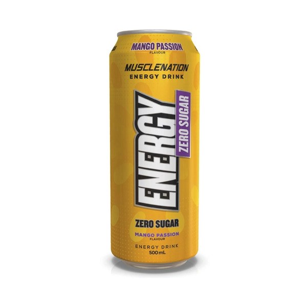 Muscle Nation Zero Sugar Energy Drink Mango Passion 500mL