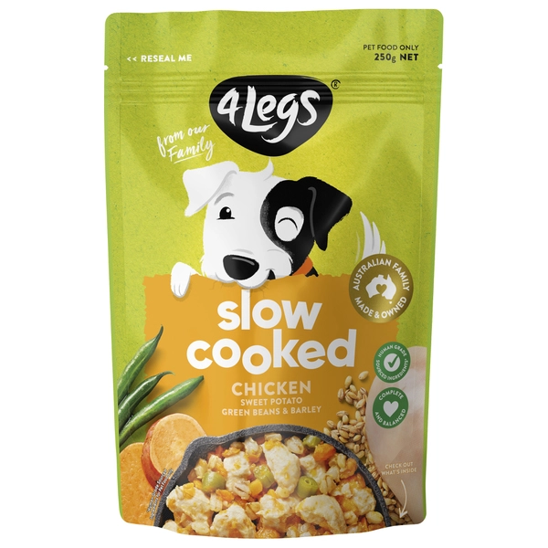 4 Legs Slow Cooked Chicken Sweet Potato Green Beans & Barley Dog Food 250g