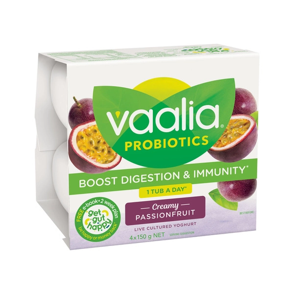 Vaalia Low Fat Passionfruit Yoghurt 4 Pack 150g