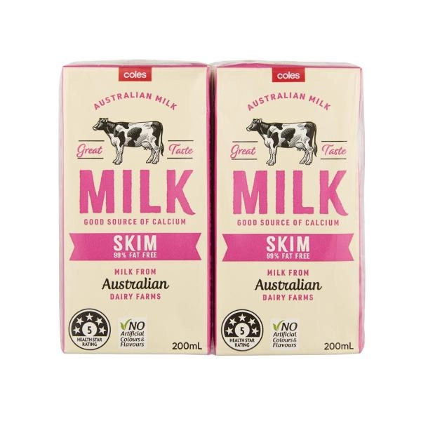 Coles Multipack Skim Uht Milk 6 Pack 1200mL