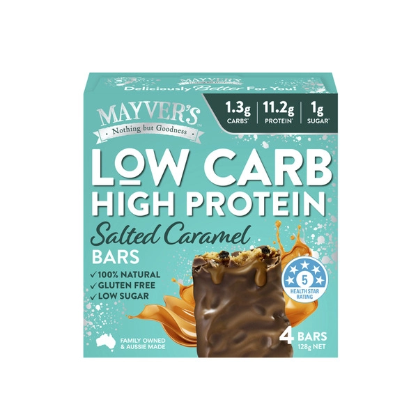 Mayver's Lowcarb/highprot MAYVER'S LOW CARB HIGH PROTEIN SALTED CARAMEL BARS 4 PACK 128G 