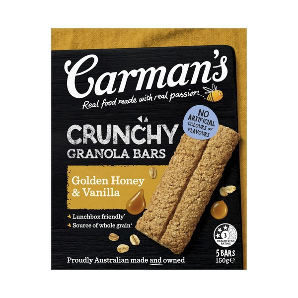 Carman's Crunchy Granola Bar Golden Oat & Honey 5 Pack 150g