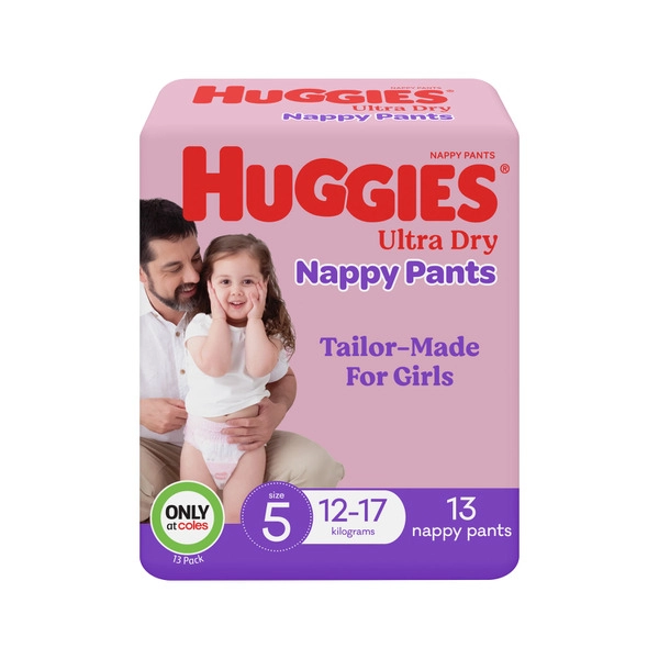 Huggie Ultra Dry Convenience Girls Nappy Pants Size 5 13 pack