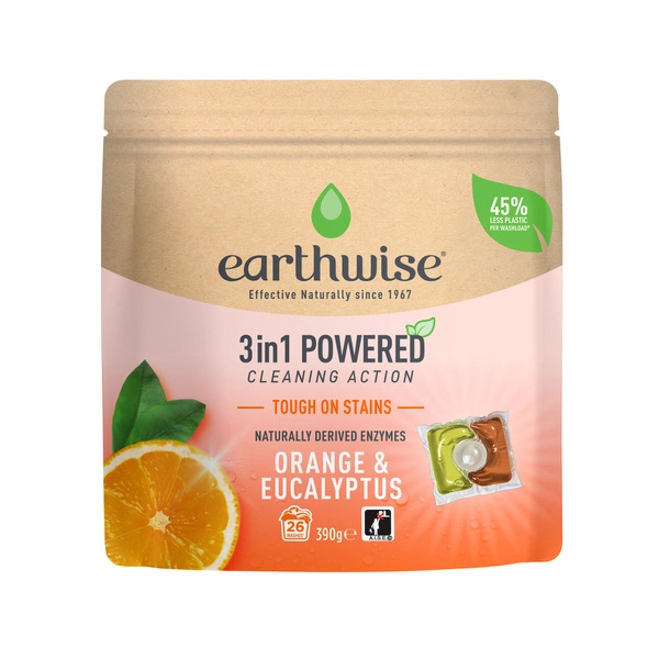 Earthwise Laundry Capsule EARTHWISE 3 IN 1 LAUNDRY CAPSULES ORANGE & EUCALYPTUS 26PK 