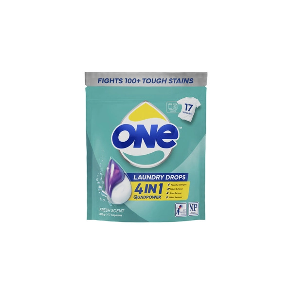 One 4 In 1 Laundry Capsule Drops Fresh Scent 17 pack