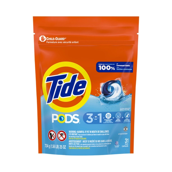 Tide Laundry 3 In 1 Pods Clean Breeze 31 pack