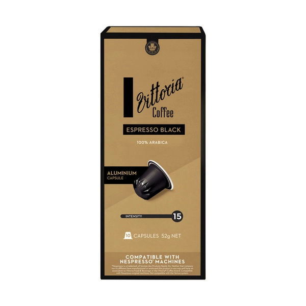 Vittoria Black Compatible Coffee Capsules 10 pack