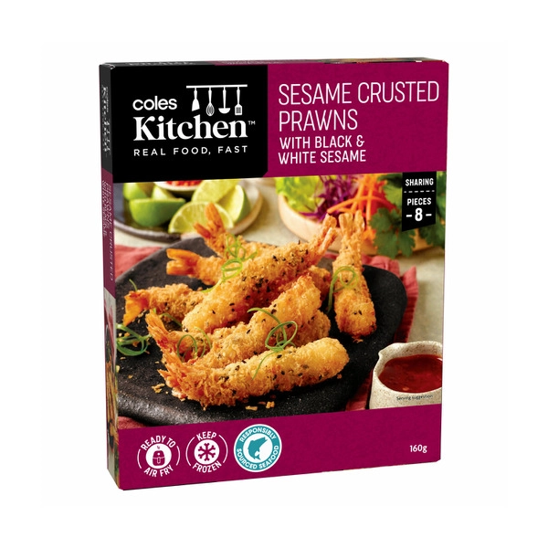 Coles Kitchen Sesame Torpedo Prawns 160g