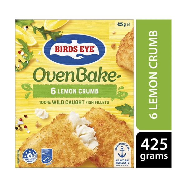 Birds Eye Frozen Fish Fillets With Lemon Crumb Oven Bake 6 pack 425g