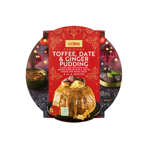 Coles Christmas Toffee Date & Ginger Pudding Large 500g