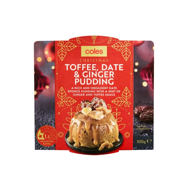 Coles Christmas Toffee Date & Ginger Pudding Small 100g