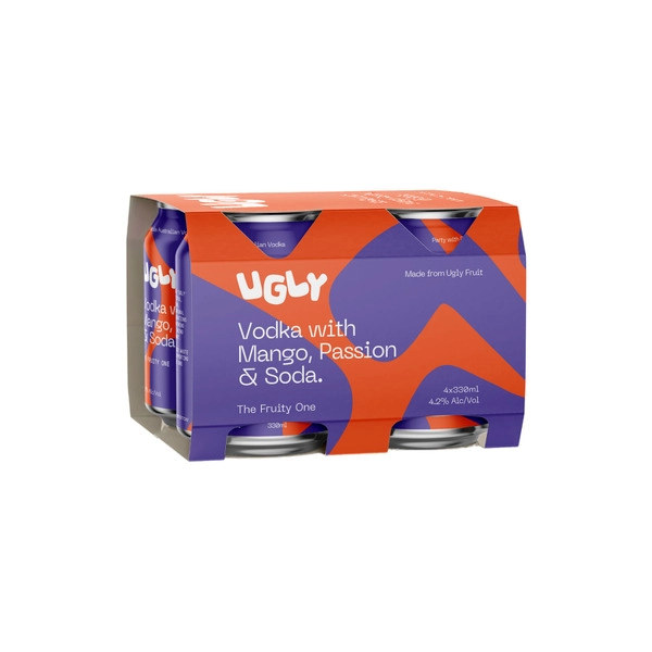 Ugly Vodka Passion & Mango Can 330mL 4 Pack