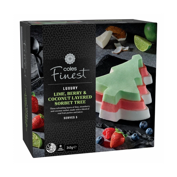 Coles Finest Lime Berry & Coconut Layered Sorbet Tree 345GRAM