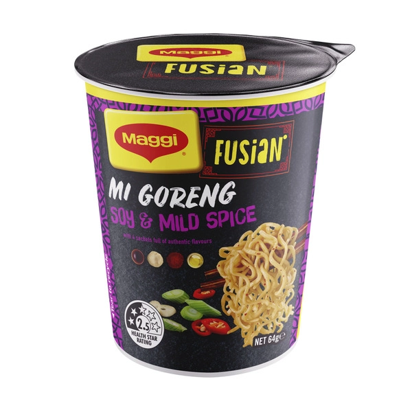 Maggi Fusian Instant Cup Noodles Soy & Mild Spice 64g