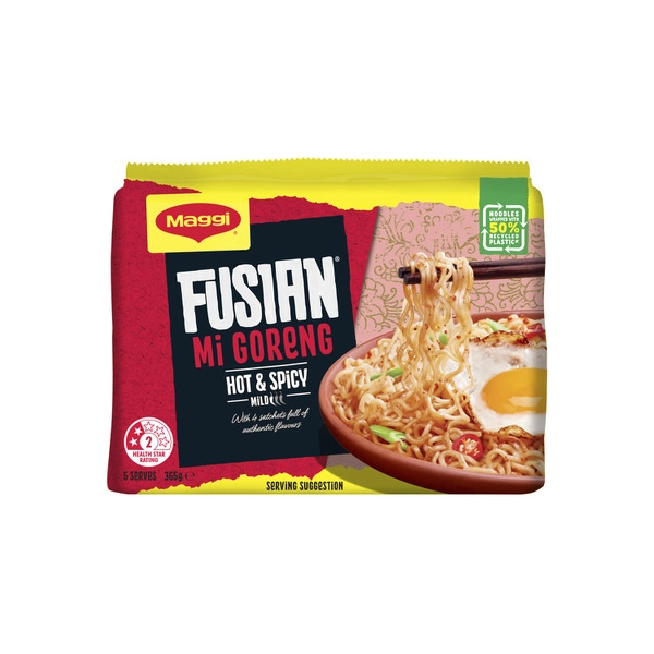 Maggi Fusian Mi Goreng Instant Noodles Hot & Spicy 5 Pack 365g