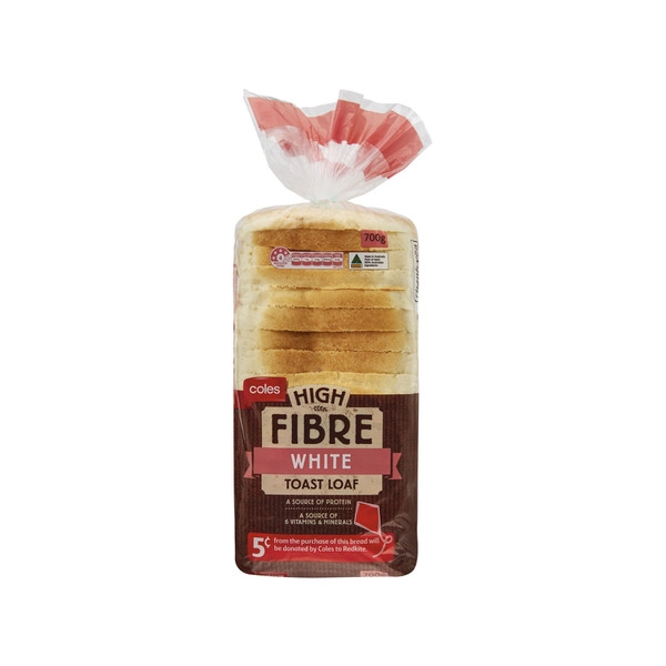 Coles High Fibre White Toast Bread 700g