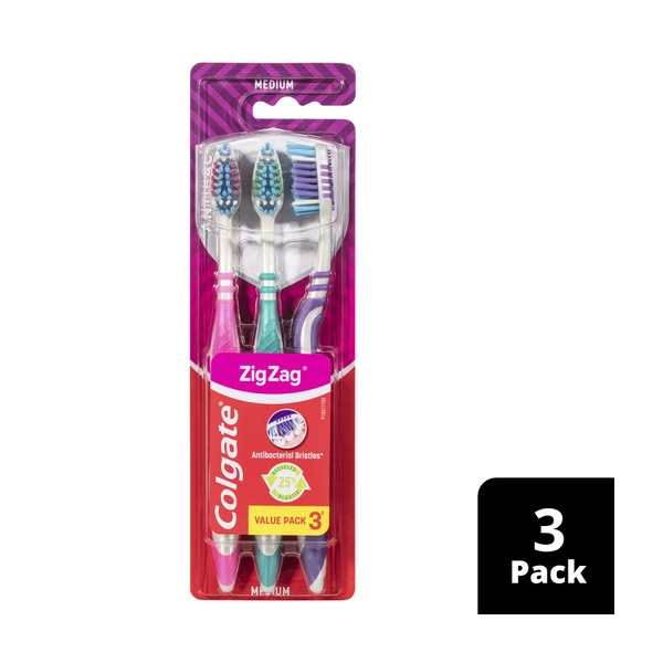 Colgate Zig Zag Flex COLGATE ZIG ZAG FLEX TOOTHBRUSH:MEDIUM:.:3 PACK 