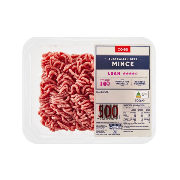 Coles No Added Hormone Beef 4 Star Lean Mince 500g