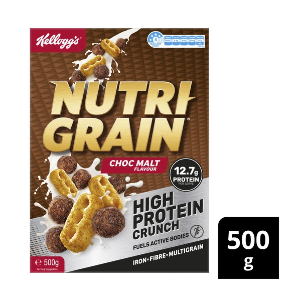 Kellogg's Nutri Grain KELLOGG'S NUTRI-GRAIN HIGH PROTEIN CRUNCH CHOC MALT FLAVOUR 500G 