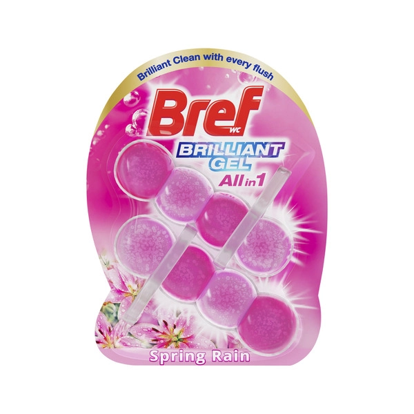 Bref Brilliant Gel Toilet Cleaner Rim Block Spring Rain 2x42g 84g