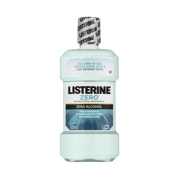 Listerine Zero Alcohol Antibacterial Mouthwash Less Intense Taste 500mL