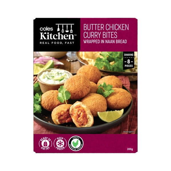 Coles Kitchen Frozen Butter Chicken Naan Bites 200g