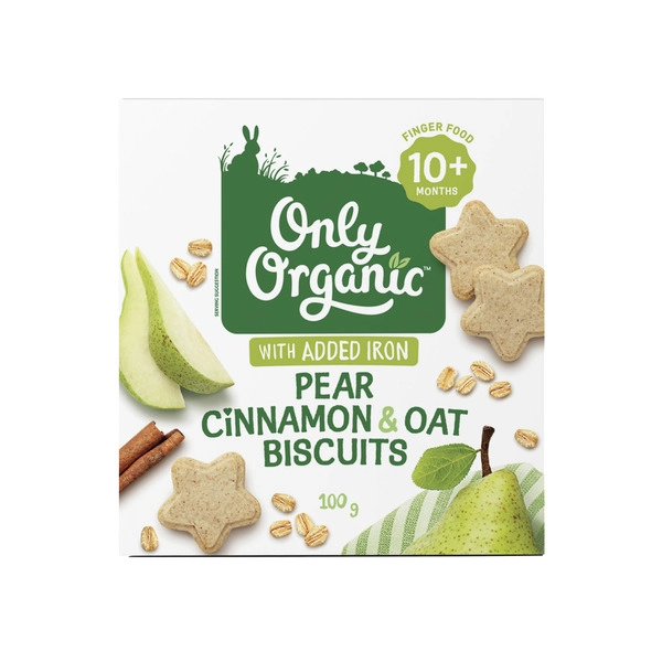 Only Organic Pear & Cinnamon Oat Biscuits 10 Months+ 100 GRAM