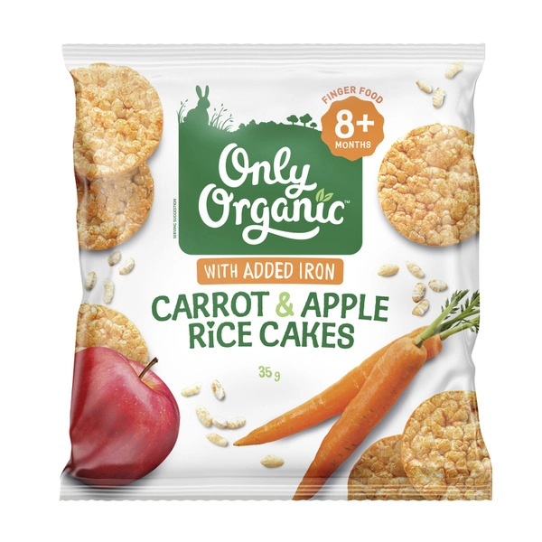 Only Organic Carrot Carrot Apple Rice Cakes 8 Months+ 35g