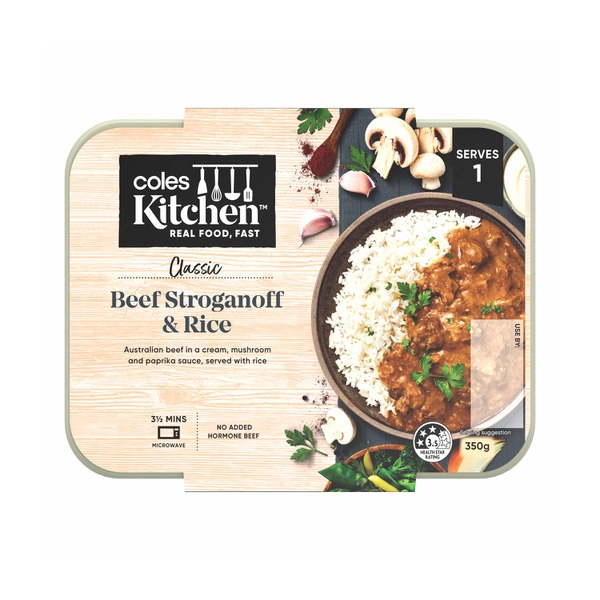 Coles Kitchen Beef Stroganoff And Rice 350g