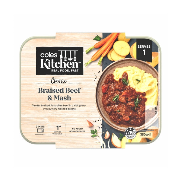 Coles Kitchen Braised Beef & Mash 350g