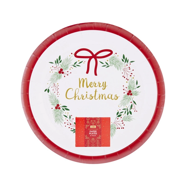 Christmas Round Plate 8 Pack 1 Each