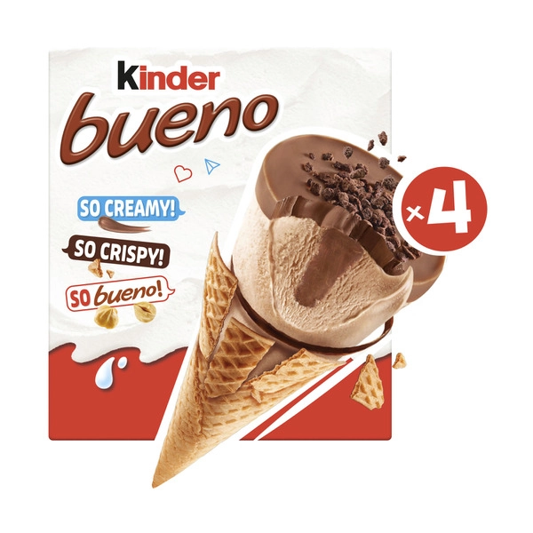 Kinder Bueno Classic Frozen Dessert Cones 4 Pack 254g