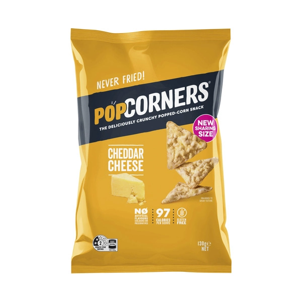 Popcorners 130g POPCORNERS POPCORN CHIPS SHARE PACK CHEDDAR 130G 