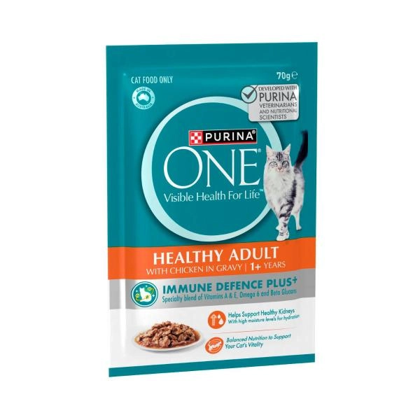 Purina One Healthy Adult With Chicken In Gravy Cat Food Pouch 70g