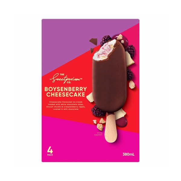 The Sweetporium Co Sticks Boysenberry Cheesecake 4 Pack 380mL