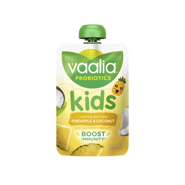 Vaalia Kids Yoghurt VAALIA KIDS YOGHURT POUCH PINEAPPLE COCONUT 140G 