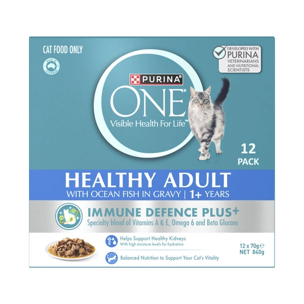 Purina One One Healthy Adult With Ocean Fish In Gravy Cat Food 12x70g 12 pack