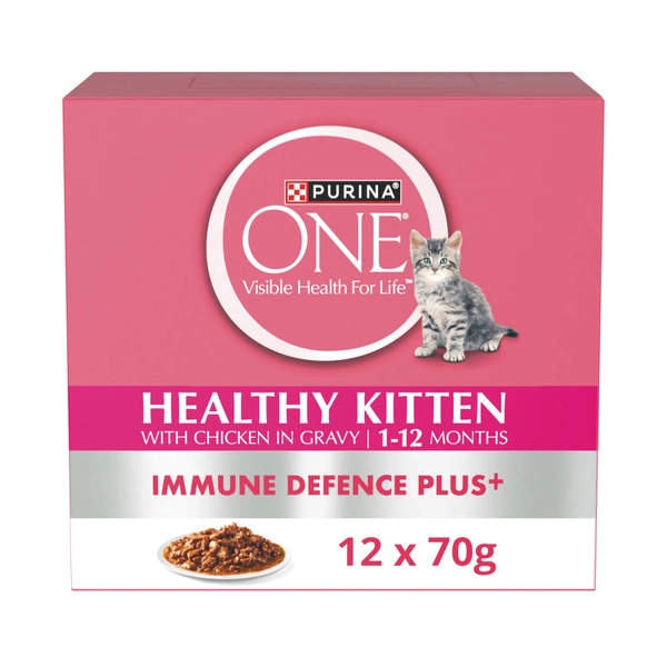 Purina One Healthy Kitten With Chicken In Gravy Cat Food 12x70g 12 pack