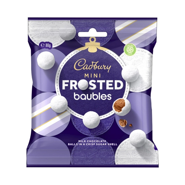 Cadbury Christmas Chocolate Mini Frosted Baubles 80g