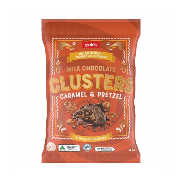 Coles Milk Chocolate Caramel & Pretzel Clusters 120g