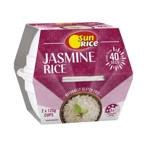 Sunrice Microwave Jasmine Rice Cup 2x125g 250g