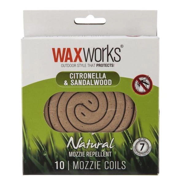 Waxworks Citronella & Sandalwood Mozzie Repellent Coils 10 pack