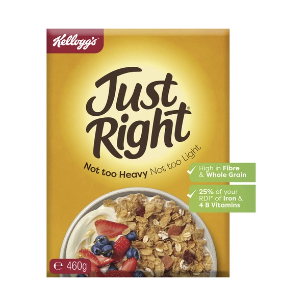 Kellogg's Just Right Breakfast Cereal With Whole Grains Apricot Pieces And Sultanas 460g