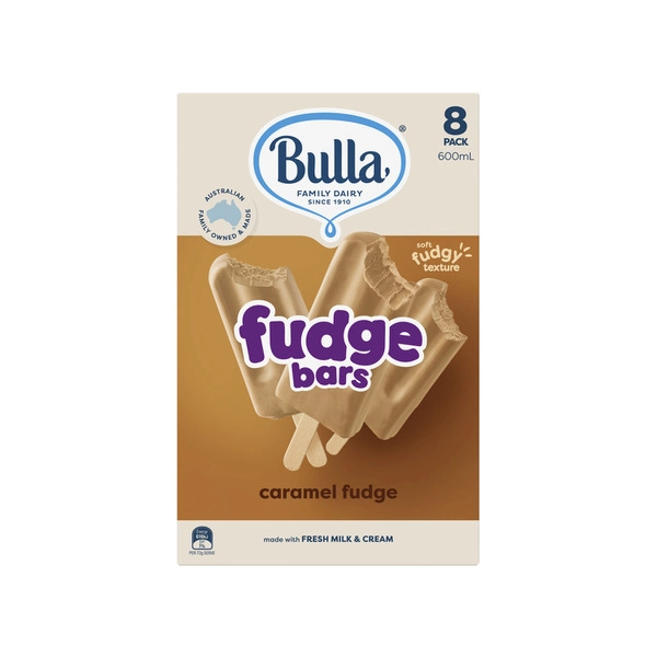 Bulla Fudge Bars Caramel 8 Pack 600ML