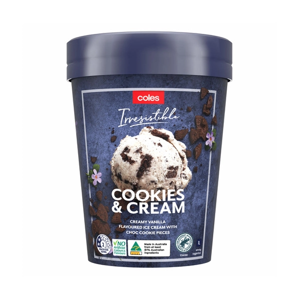 Coles Irresistible Cookies & Cream 1L