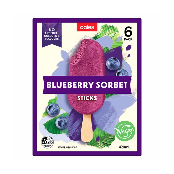 Coles Blueberry Sorbet Sticks 420mL