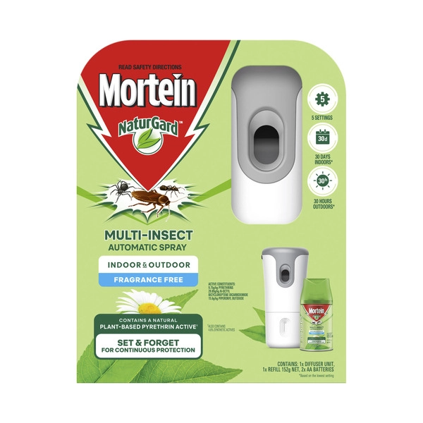 Mortein Naturgard Multi-Insect Automatic Fragrance Free Indoor & Outdoor Spray 1 pack