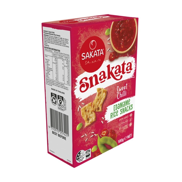 Snakata Rice Snack Crackers Sweet Chilli Edame 100g