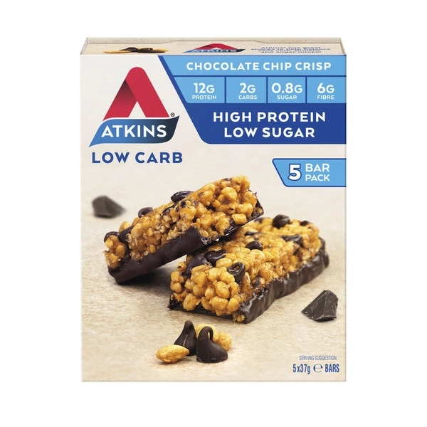 Atkins Low Carb Chocolate Chip Crisp Bars 185g 5 pack