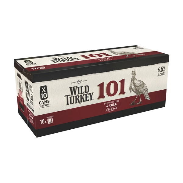 Wild Turkey & Cola 101 Can 375mL 10 Pack